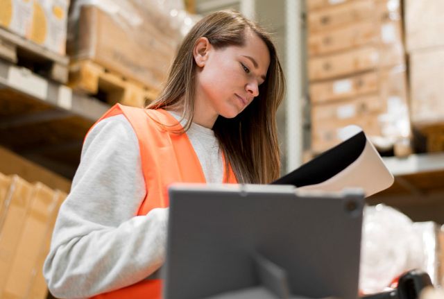 Orderpicker in magazijn gezondheidsindustrie